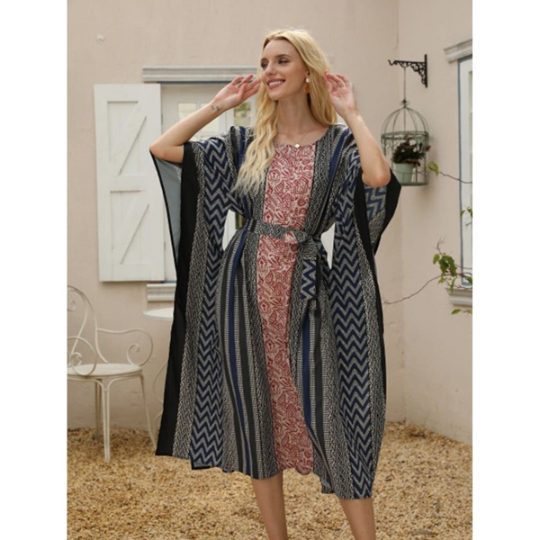 Chevron & Tribal Print Belted Dress, Multicolor
Chevron & Tribal Print Belted Dress, Multicolor