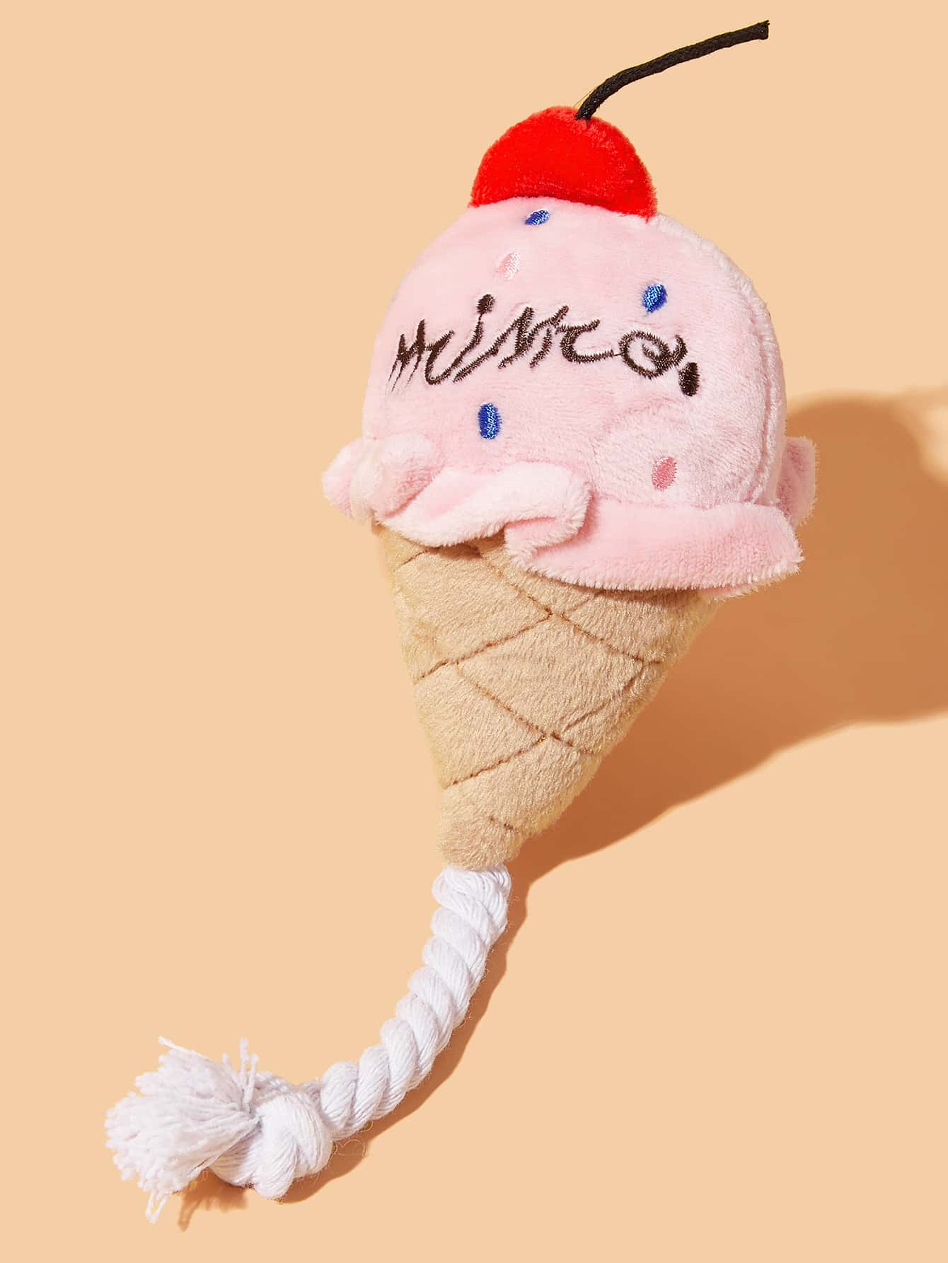 1pc Pink Plush Rope Ice Cream For Dog Lover And Dog Mom Loves To Relieve Stress, Teeth Cleaning, Cat/Dog Lover Gift And Dog/Cat Mom Love Pet Biting Toy Suitable For Daily Use By Dog Lover And Dog Mom Loves