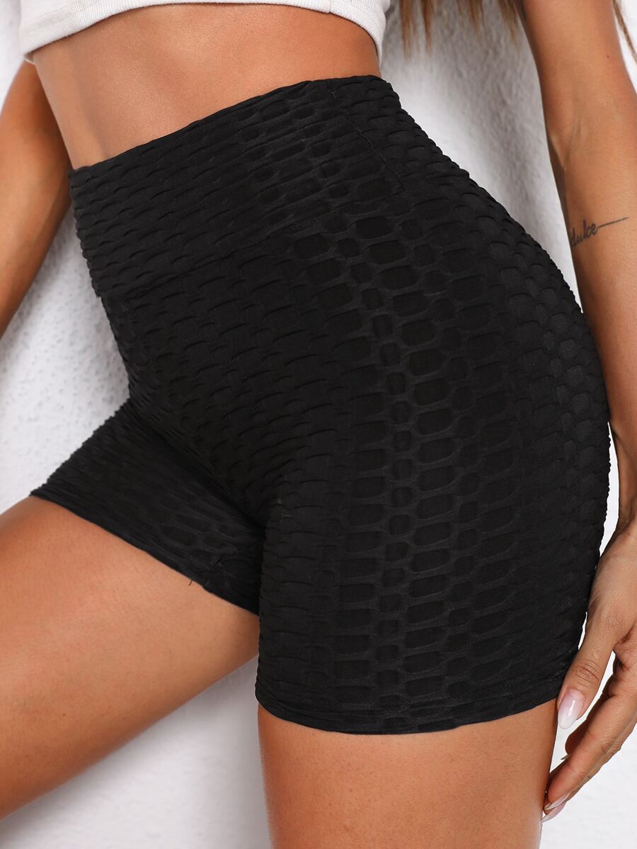 SHEIN EZwear Shorts biker tejidos con textura de cintura ancha
