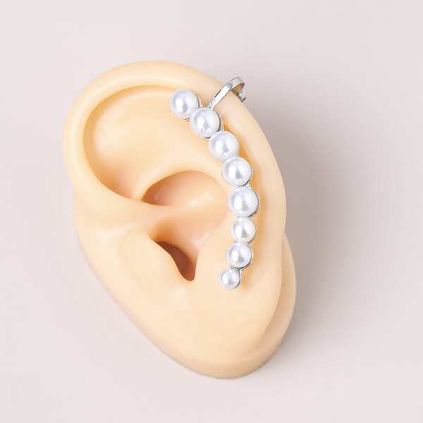 Faux Pearl Ear Cuff, White