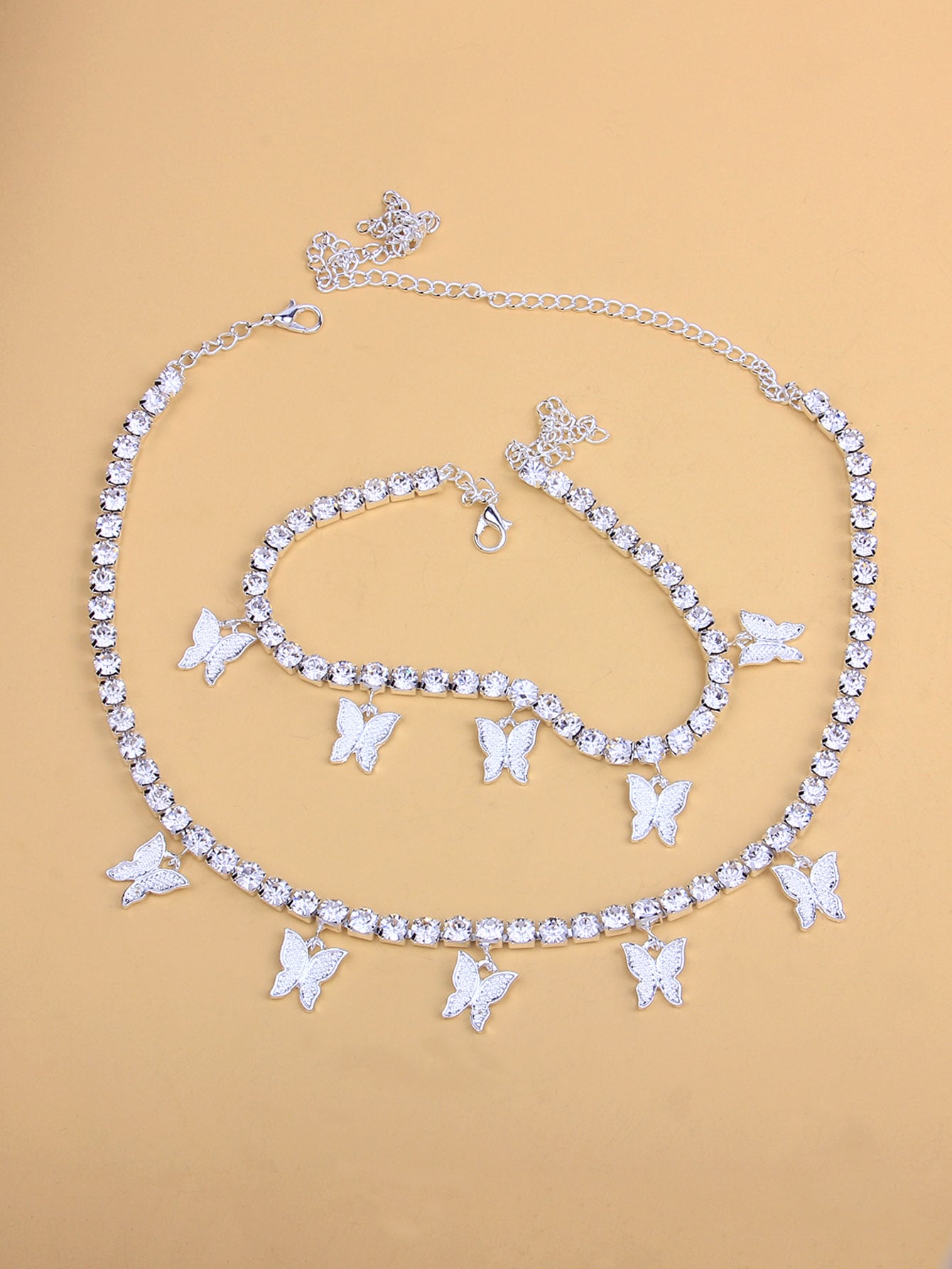 Ножной браслет и ожерелье с бабочкой