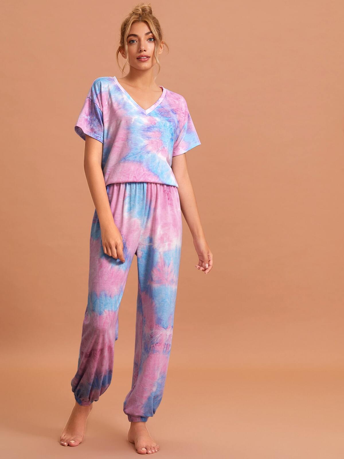 V-neck Tie Dye Lounge Set