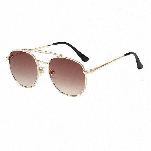 Men Top Bar Metal Frame Sunglasses, Coffee brown