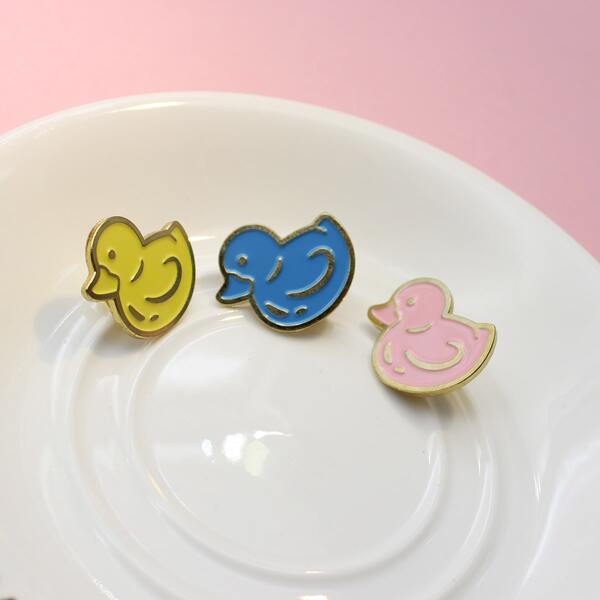 3pcs Cute Duck Brooch, Multicolor