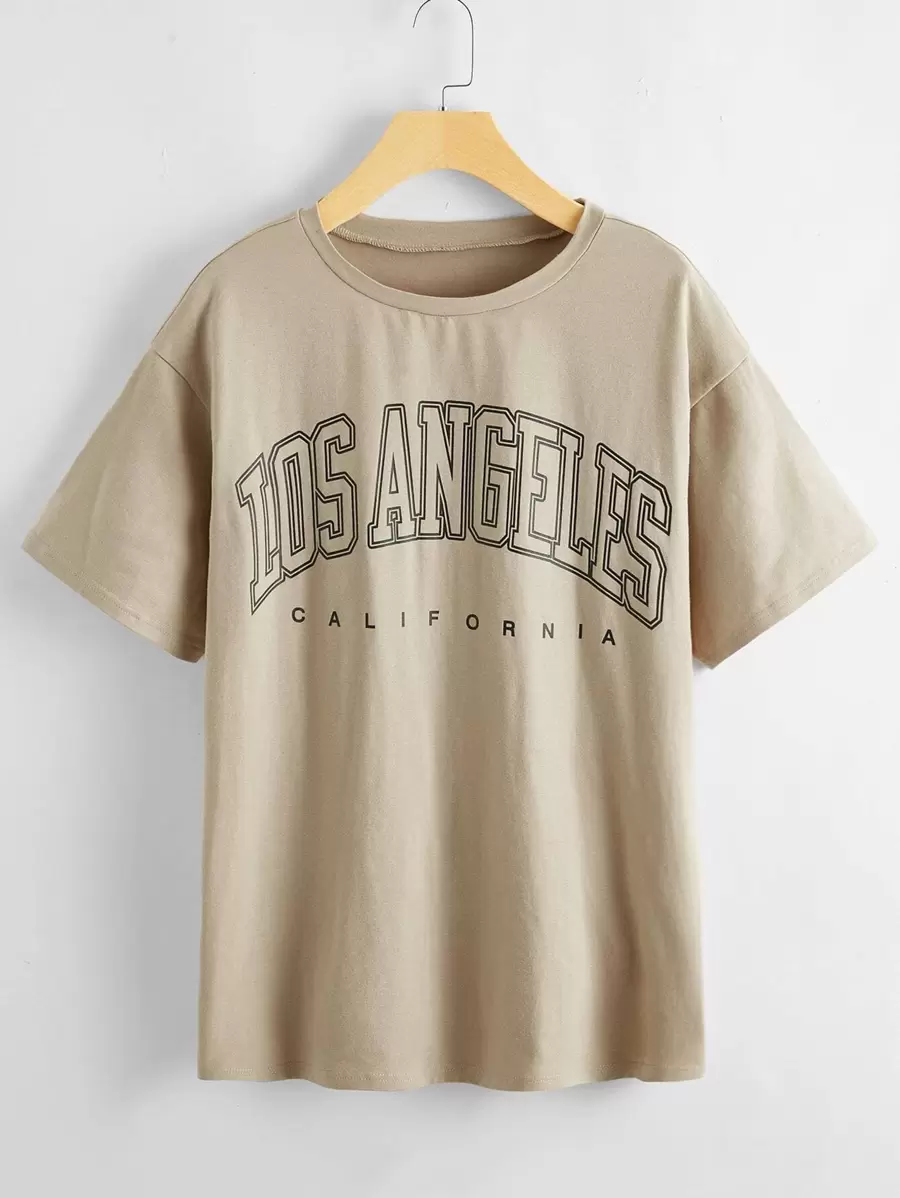 Letter Graphic Drop Shoulder Longline Tee