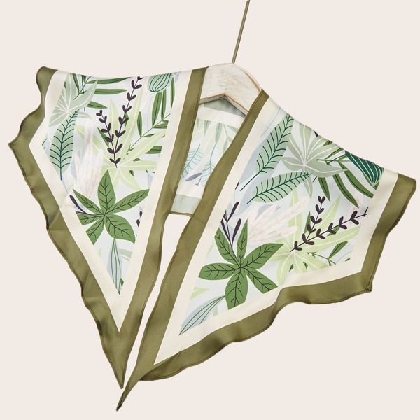 Leaf Pattern Scarf, Green