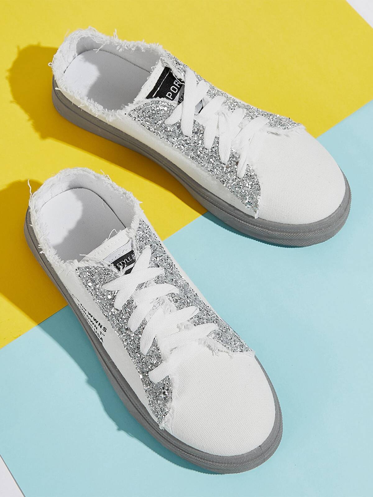 Sequin Raw Edge Canvas Shoes