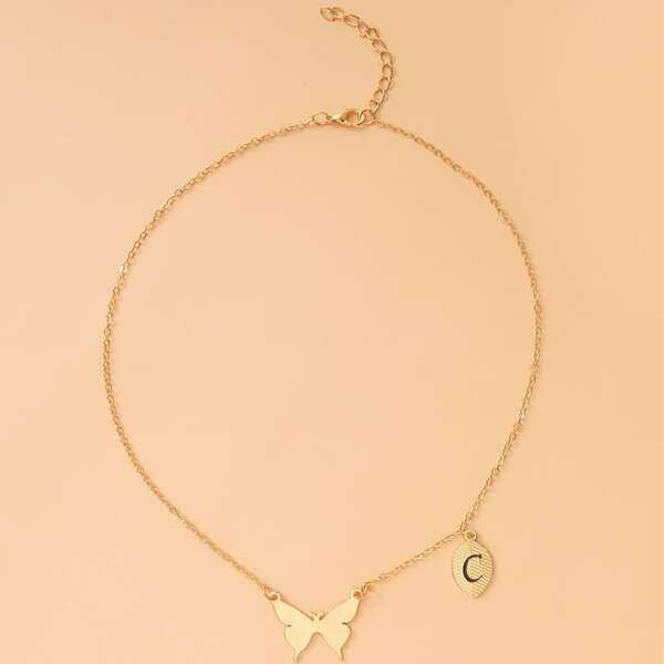 Butterfly Charm Necklace, Gold