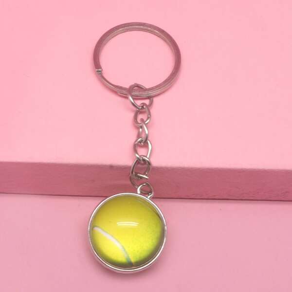 Round Charm Keychain, Silver