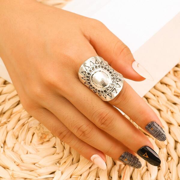 Sun Pattern Ring, Silver