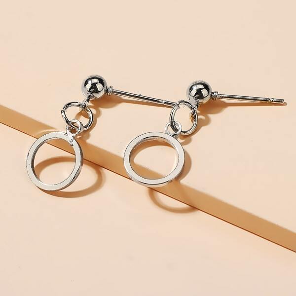 Round Drop Earrings, Silver