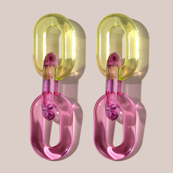 Clear Acrylic Chain Design Earrings, Multicolor