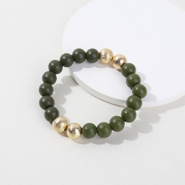 Simple Beaded Bracelet, Green