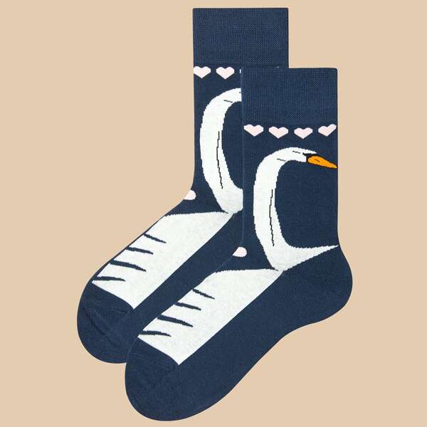 Goose Pattern Socks, Blue