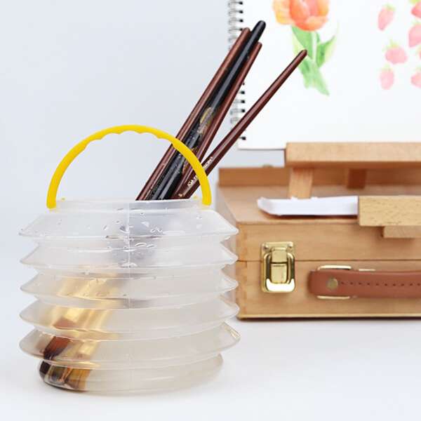 1pc Foldable Gouache Washing Bucket, Clear