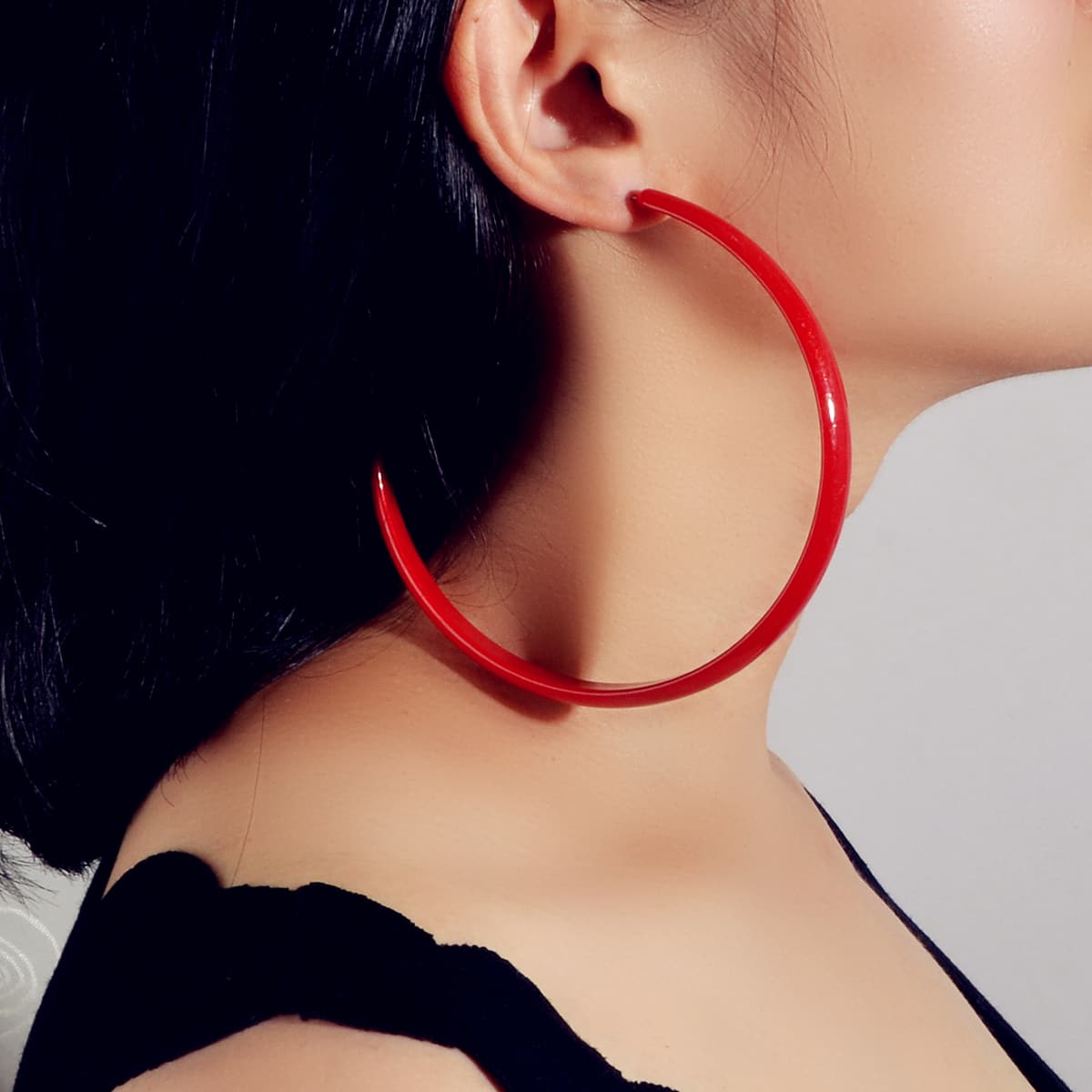 Solid Cuff Hoop Earrings, Red 
Solid Cuff Hoop Earrings, Red