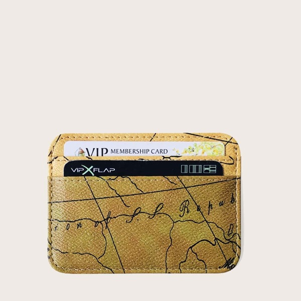 Men Map Graphic Purse, Yellow