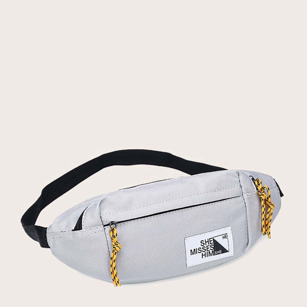 Letter Patch Fanny Pack, Grey