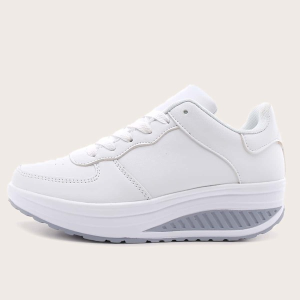 Minimalist Lace-up Front Chunky Sneakers, White