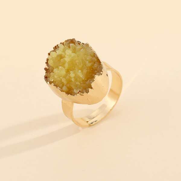 Stone Decor Ring, Yellow