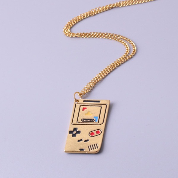Men Game Remote Charm Necklace, Gold