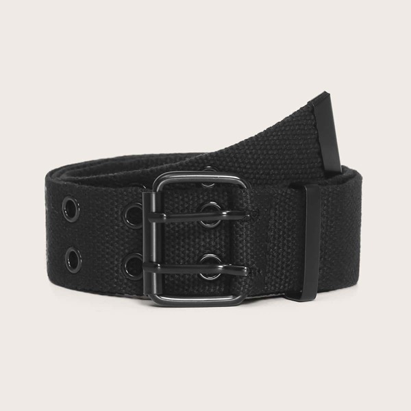 Eyelet Canvas Belt, Black