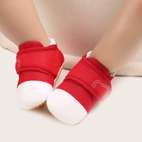 Baby Girls Two Tone Velcro Sneakers, Red