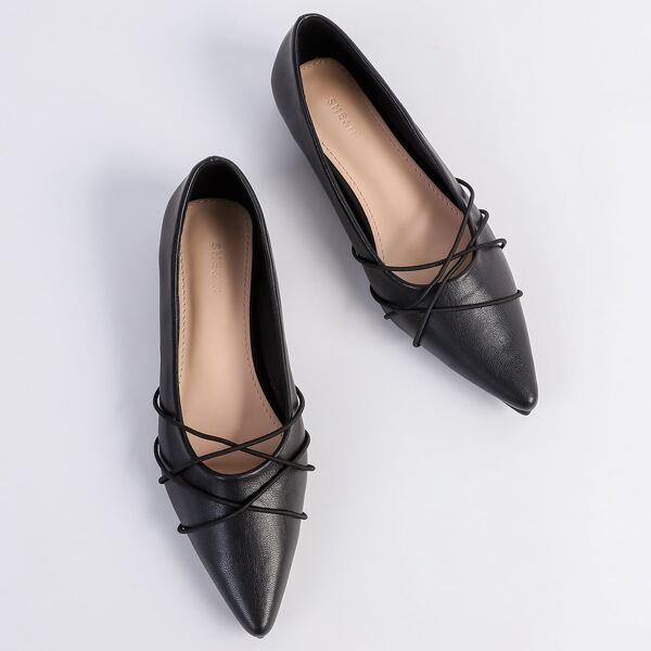 Point Toe Flats, Black