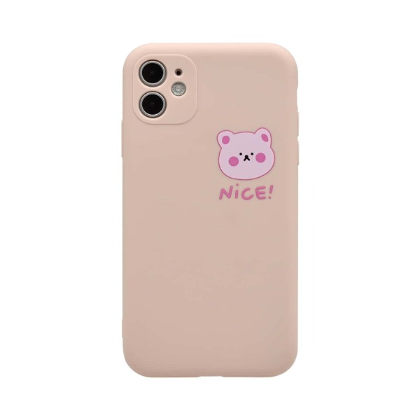 Cartoon Bear iPhone Case, Pink