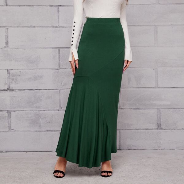 High Waist Mermaid Skirt, Dark green
