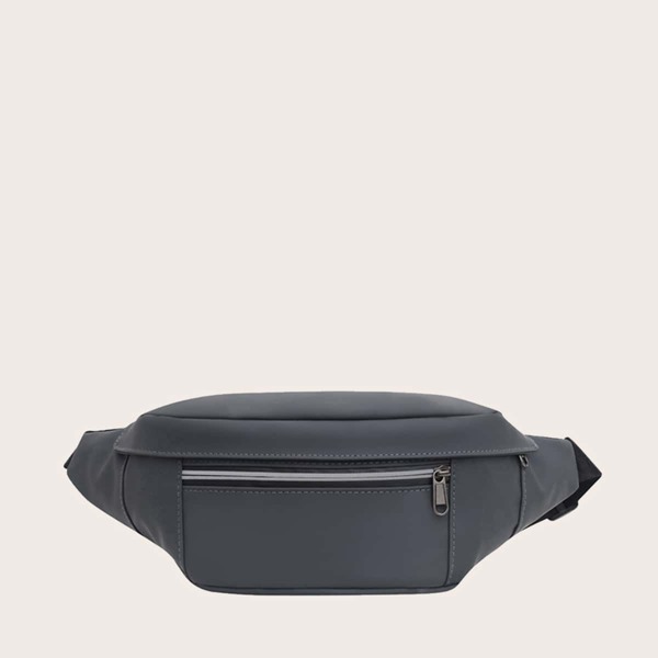 Zipper Front Fanny Pack, Grey