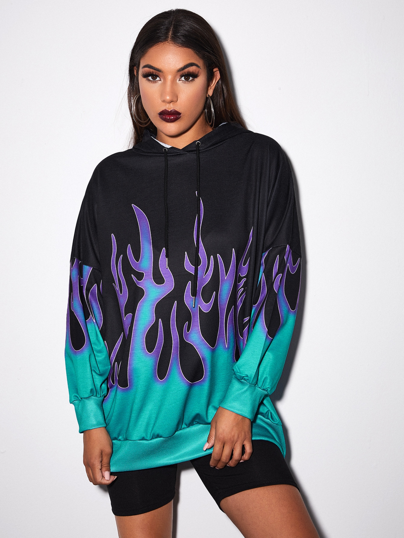 Fire print hoodie Clearance
