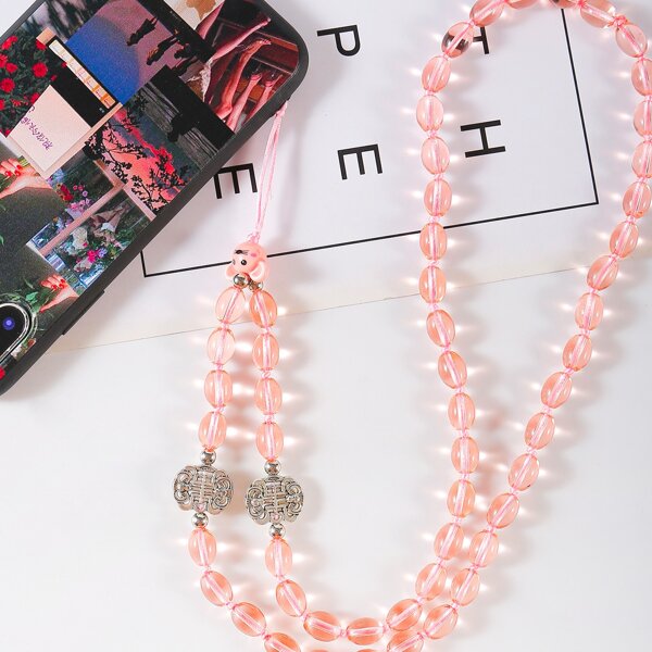 Glass Beaded Phone Lanyard, Orange