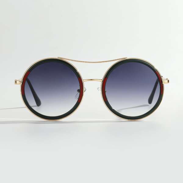 Men Round Frame Aviator Sunglasses, Grey