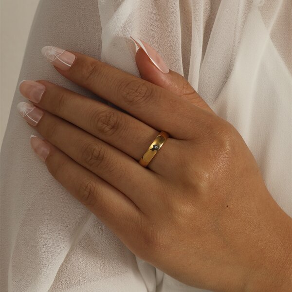 Rhinestone Decor Ring, Gold