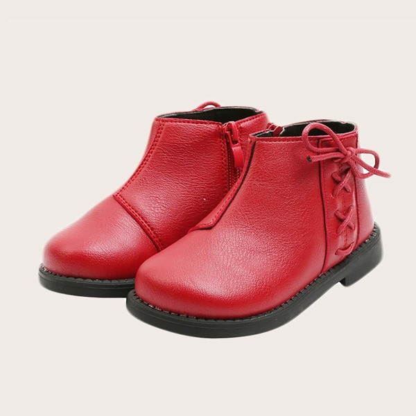 Toddler Girls Lace Up Decor Boots, Red