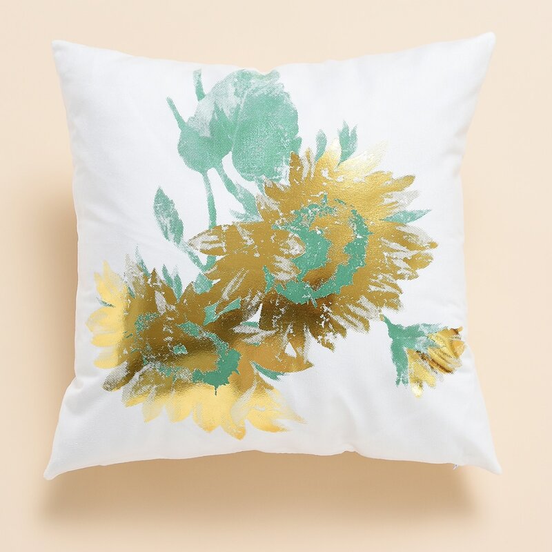 Sunflower Print Cushion Cover Without Filler, White 
Sunflower Print Cushion Cover Without Filler, White