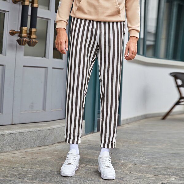 Men Vertical Striped Pants, Multicolor