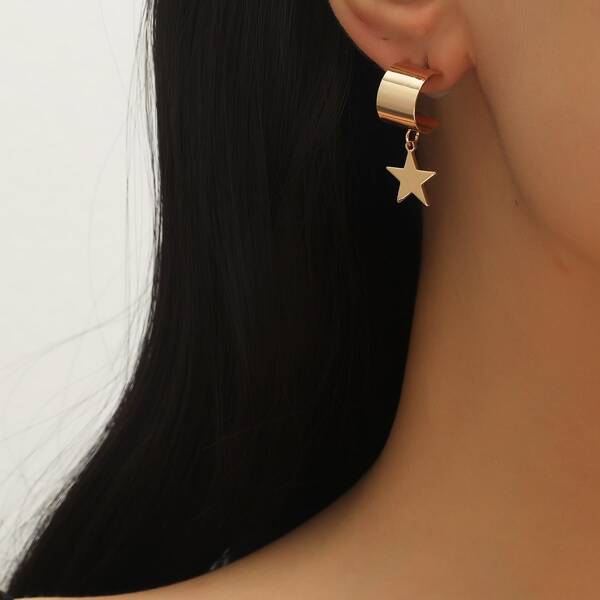 Star Charm Drop Earrings, Gold