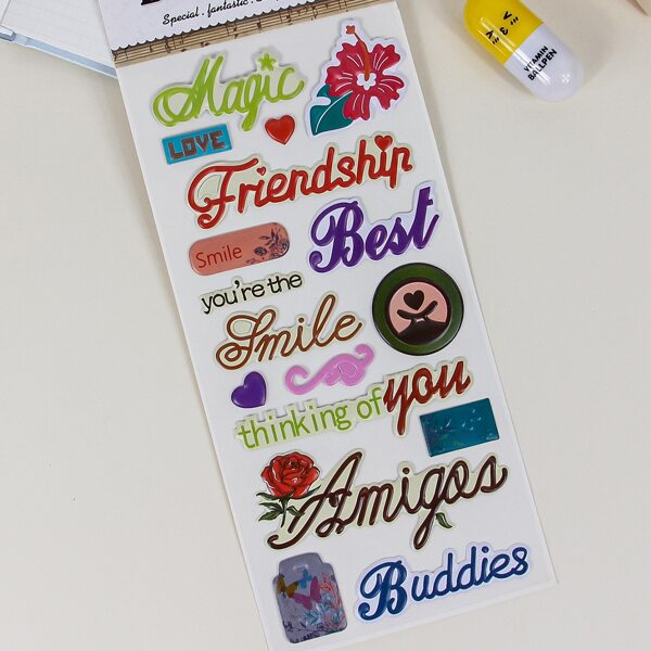1sheet Letter Graphic Sticker, Multicolor