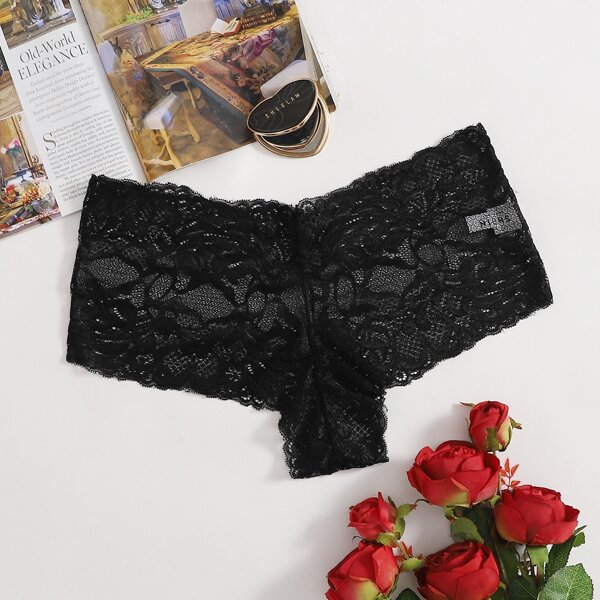 Plus Floral Lace Panty, Black
Plus Floral Lace Panty, Black