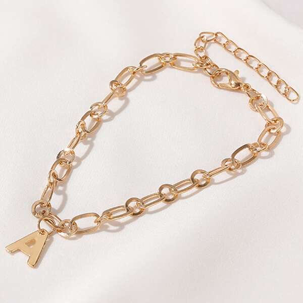 Men Letter Charm Bracelet, Gold