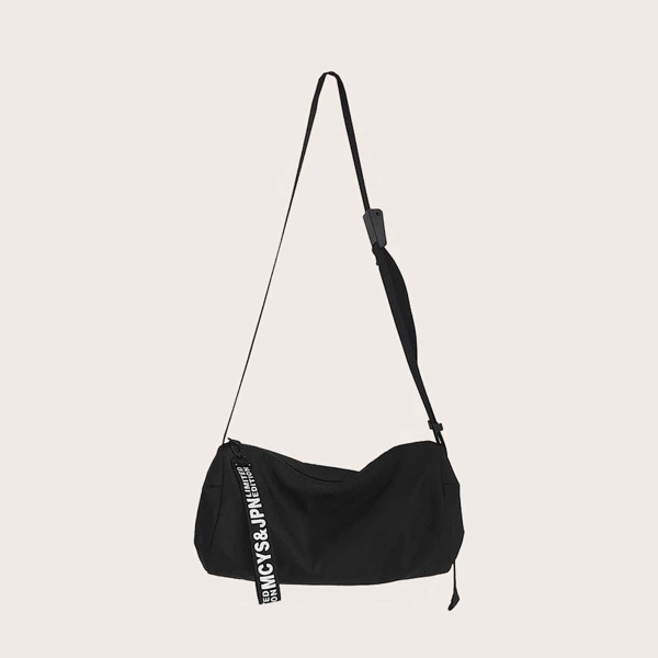 Men Letter Graphic Crossbody Bag, Black