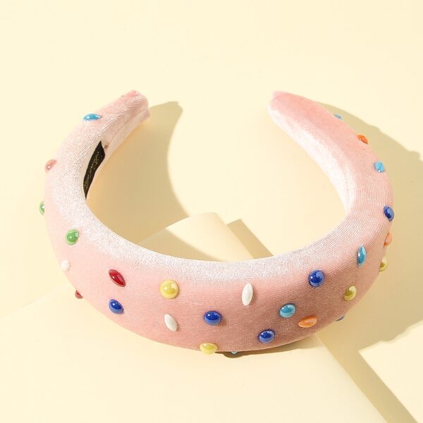 Bead Decor Padded Hair Hoop, Pink
