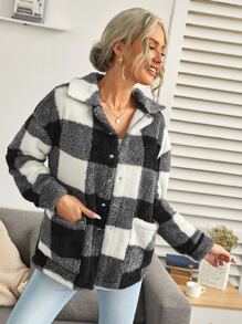 Button Front Gingham Coat