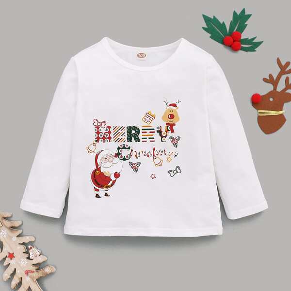 Toddler Boys Christmas & Slogan Graphic Tee, White