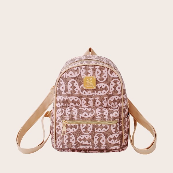 Girls Graphic Pattern Backpack, Pink