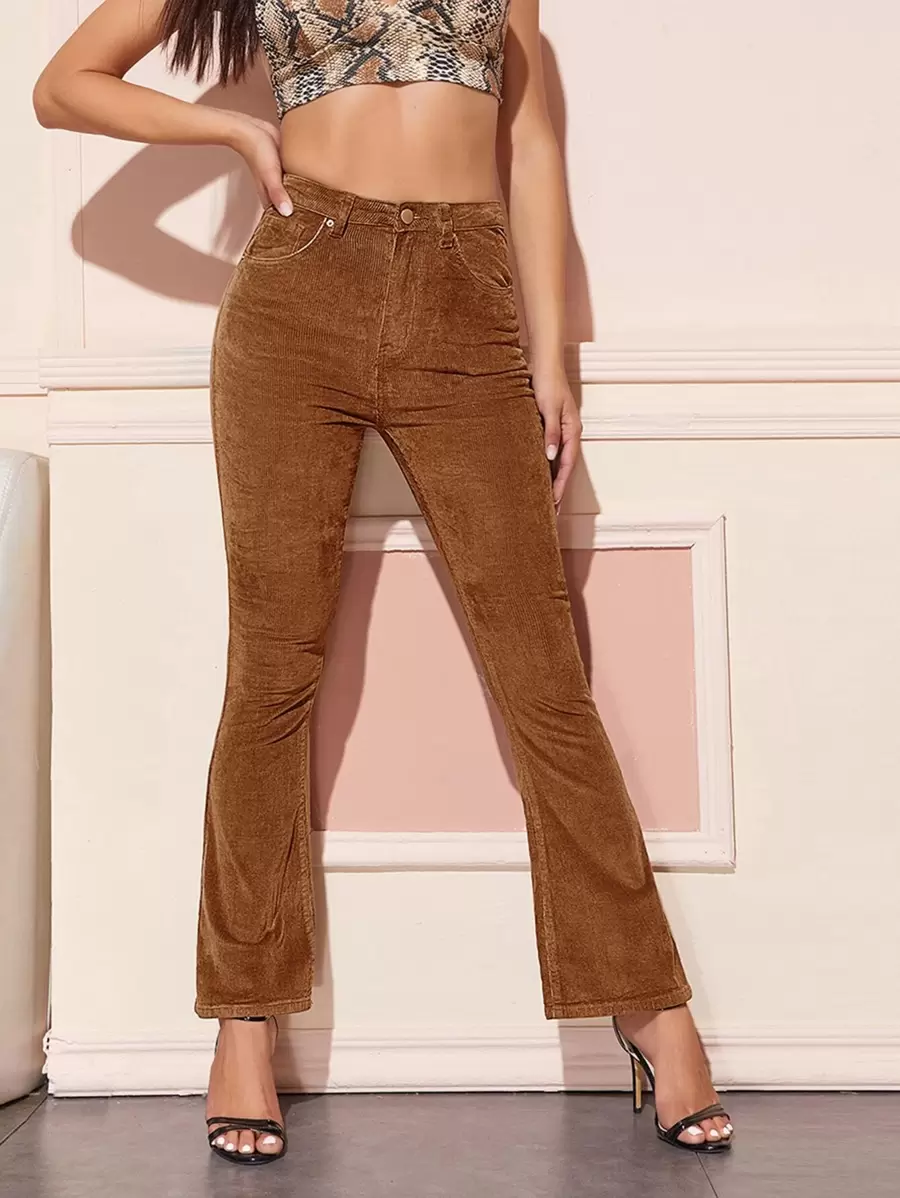 SHEIN BAE Spodnie Guziki Równy Elegancki