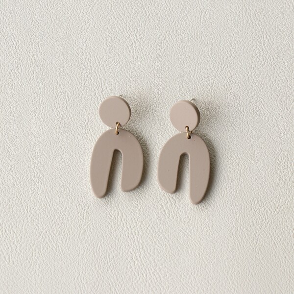 Plain Round Drop Earrings, Coffee brown