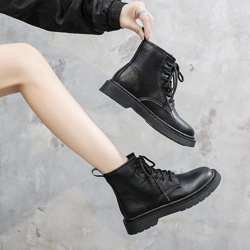 Lace-up Front Combat Boots, Black 
Lace-up Front Combat Boots, Black